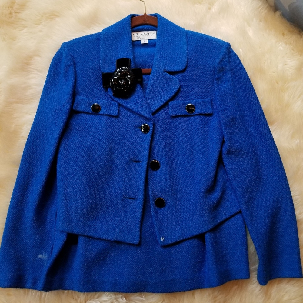 St john by marie gray blue suit skirt set size 2